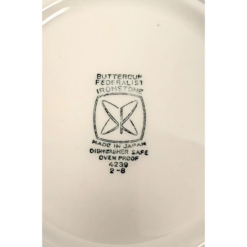 Vintage 1960s Federalist Ironstone Buttercup Yellow Plate & Bowl Set Japan 4239